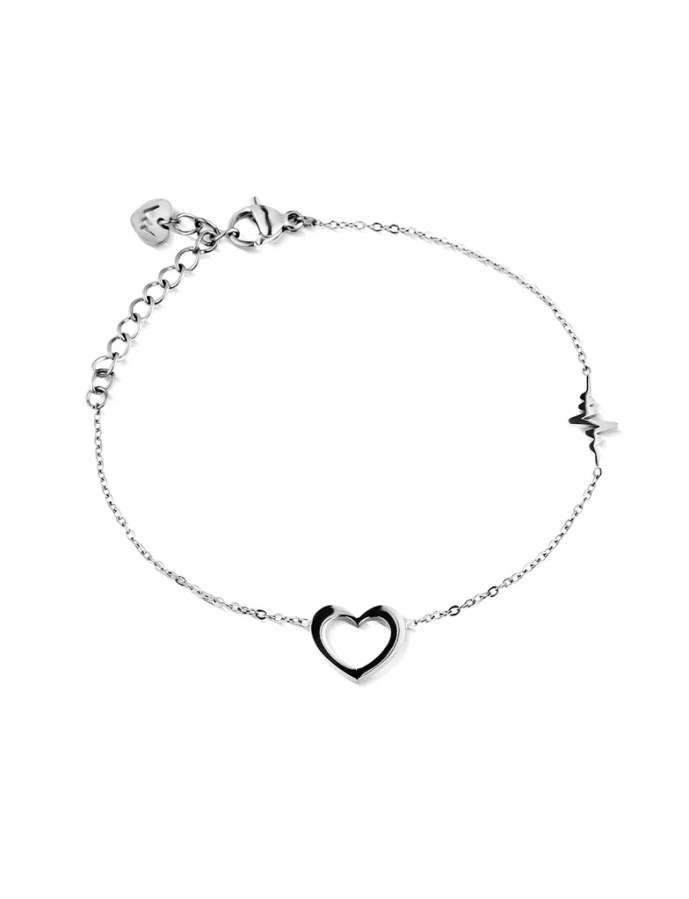 Vuch Náramek s motivem srdce a tepu Glimmer Silver