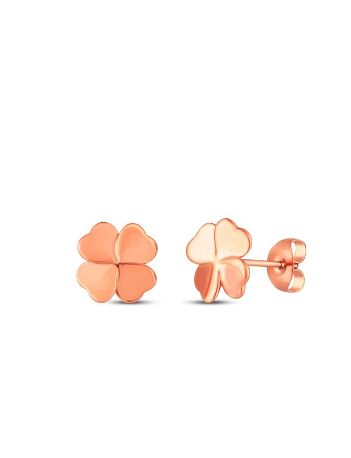 Vuch Něžné pozlacené náušnice Čtyřlístek Fouria Rose Gold - Náušnice Pecky