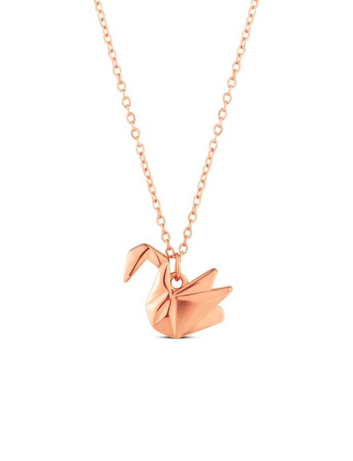 Vuch Ocelový náhrdelník Origami labuť Steya Rose Gold - Náhrdelníky