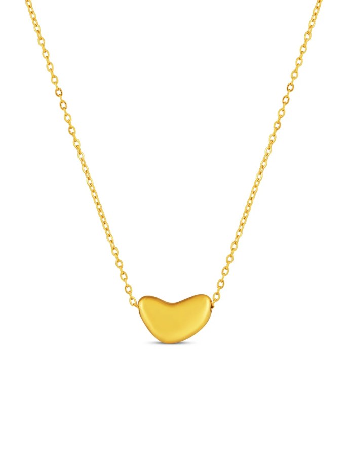Vuch Ocelový náhrdelník s asymetrickým srdcem Amoria Gold