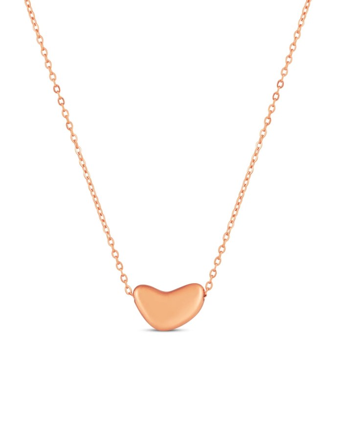 Vuch Ocelový náhrdelník s&nbsp;asymetrickým srdcem Amoria Rose Gold - Náhrdelníky