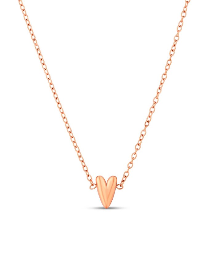 Vuch Ocelový náhrdelník s&nbsp;designovým srdcem Amora Rose Gold - Náhrdelníky