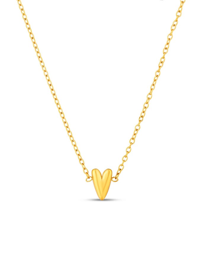 Vuch Ocelový náhrdelník s designovým srdcem Amora Gold