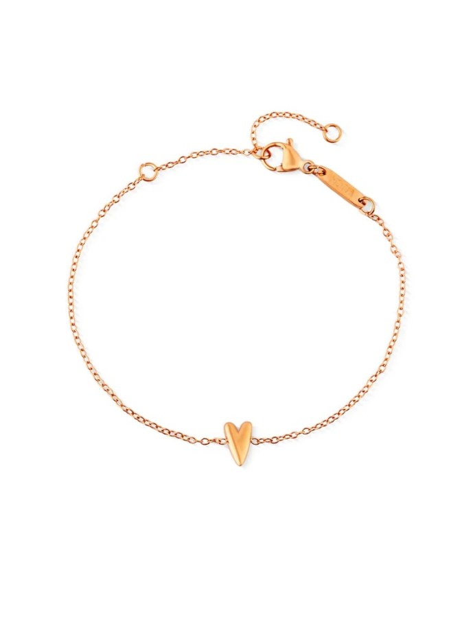 Vuch Ocelový náramek s designovým srdcem Amora Rose Gold