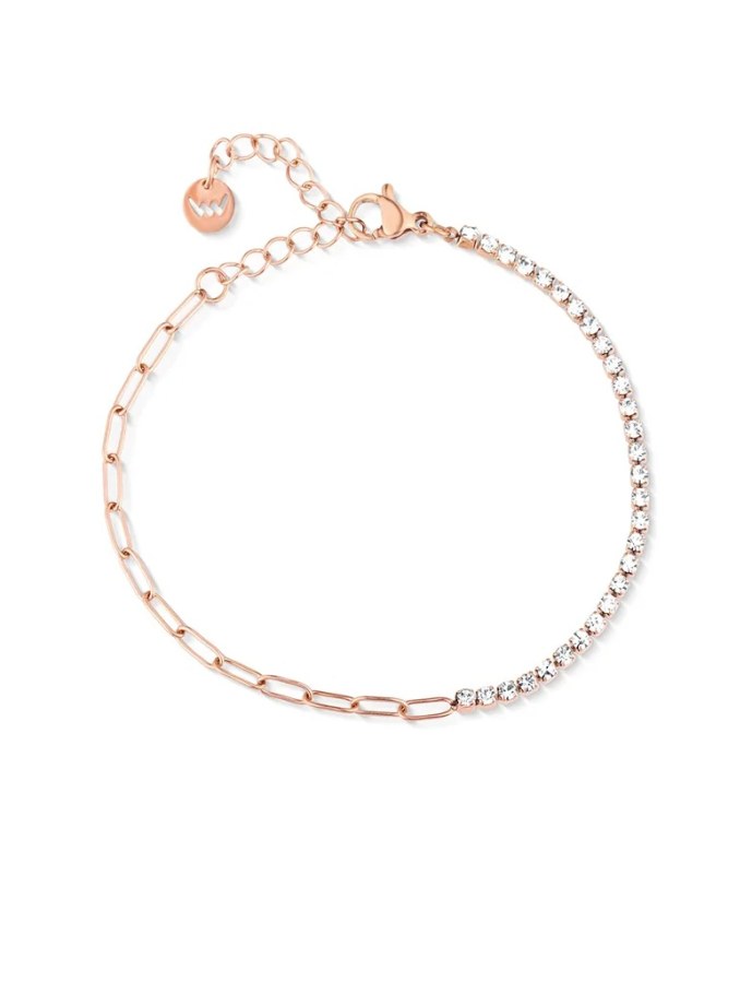 Vuch Ocelový náramek s&nbsp;kubickými zirkony Lumisa Rose Gold - Náramky Řetízkové náramky