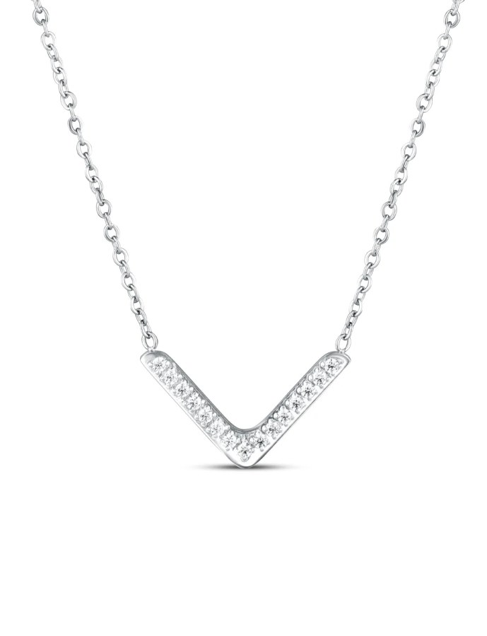 Vuch Oslnivý ocelový náhrdelník Amelora Silver - Náhrdelníky Náhrdelníky s&nbsp;kameny