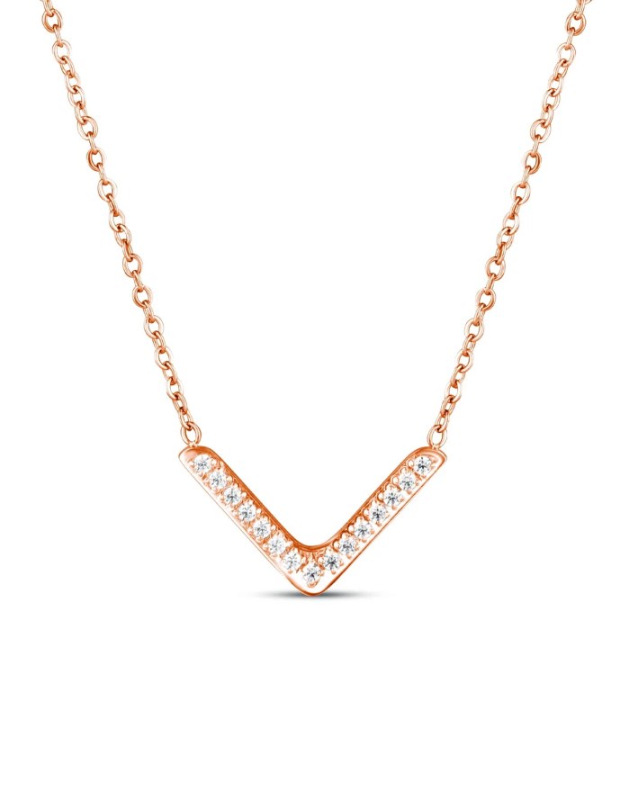 Vuch Oslnivý pozlacený náhrdelník Amelora Rose Gold - Náhrdelníky Náhrdelníky s&nbsp;kameny