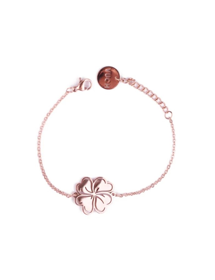 Vuch Pozlacená náramek pro štěstí se čtyřlístkem Glee Rose Gold