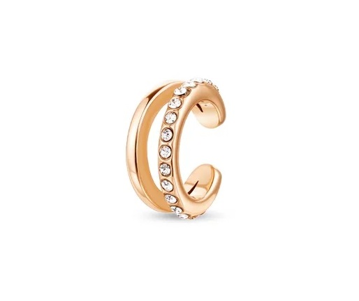Vuch Rozdvojená single záušnice se zirkony Vein Rose Gold
