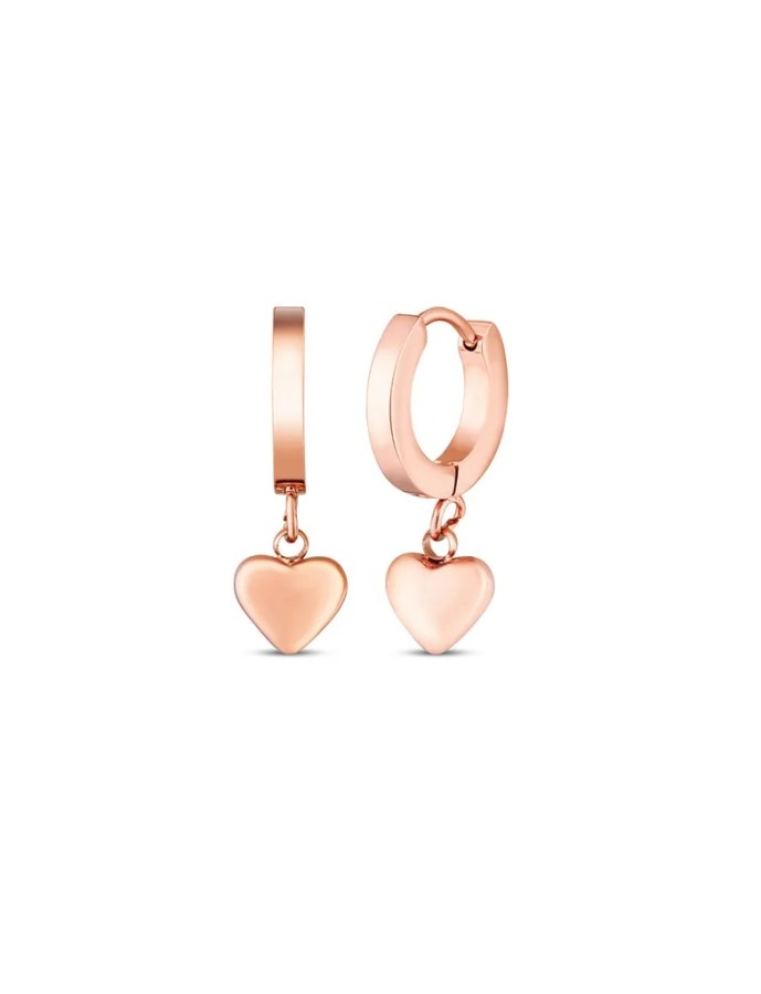 Vuch Srdíčkové náušnice z pozlacené oceli Nyvella Rose Gold