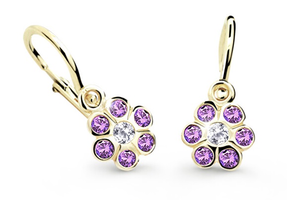 Cutie Jewellery Zlaté dětské náušnice C1737-10-X-1 fialová - Náušnice Visací náušnice