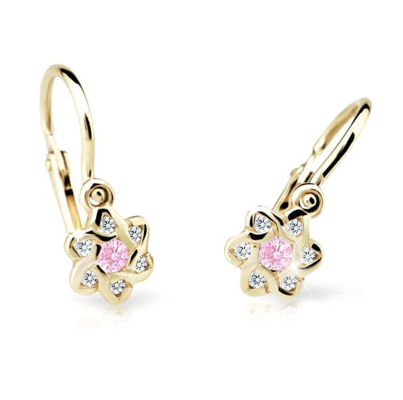 Cutie Jewellery Zlaté dětské náušnice C2149-10-X-1 růžová Cutie Jewellery Zlaté dětské náušnice C2149-10-X-1 růžová - Náušnice Visací náušnice