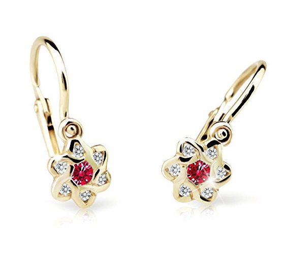 Cutie Jewellery Zlaté dětské náušnice C2149-10-X-1 červená Cutie Jewellery Zlaté dětské náušnice C2149-10-X-1 červená - Náušnice Visací náušnice
