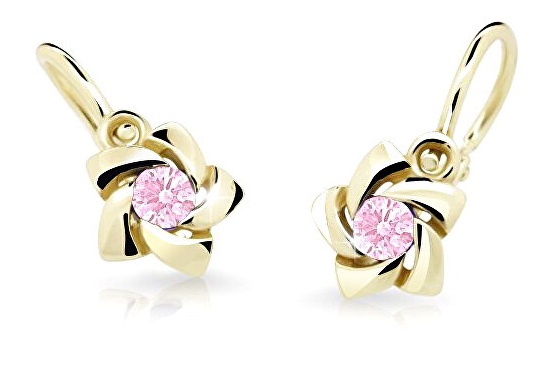 Cutie Jewellery Zlaté dětské náušnice C2201-10-X-1 růžová - Náušnice Visací náušnice