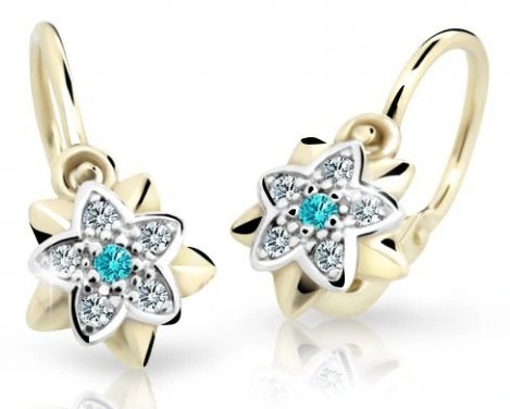 Cutie Jewellery Zlaté dětské náušnice C2210-10-X-1 světle zelená