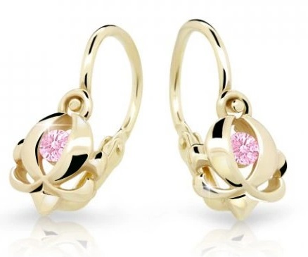 Cutie Jewellery Zlaté dětské náušnice C2218-10-X-1 růžová