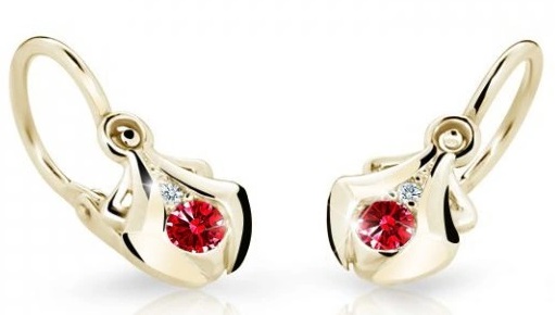 Cutie Jewellery Zlaté dětské náušnice C2224-10-X-1 červená - Náušnice Visací náušnice