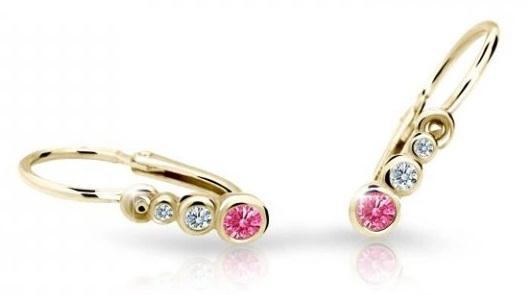 Cutie Jewellery Zlaté dětské náušnice C2255-10-X-1 fuchsiová - Náušnice Visací náušnice