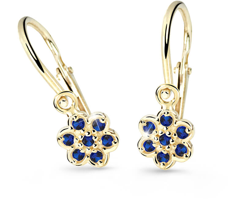 Cutie Jewellery Zlaté dětské náušnice C2746-10-X-1 modrá - Náušnice Visací náušnice