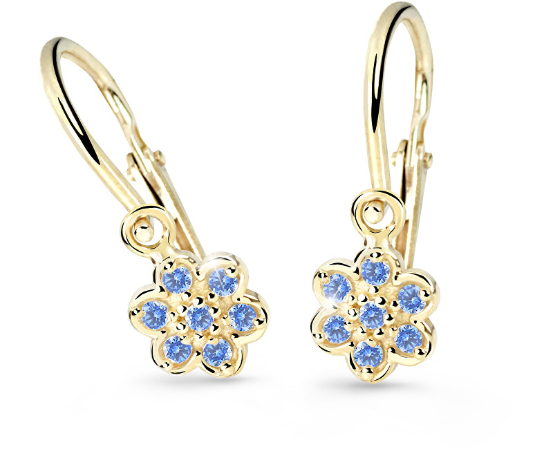 Cutie Jewellery Zlaté dětské náušnice C2746-10-X-1 světle modrá - Náušnice Visací náušnice