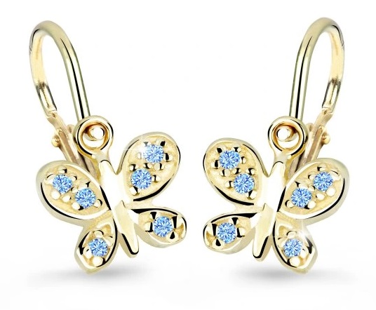 Cutie Jewellery Zlaté dětské náušnice C2748-10-X-1 světle modrá - Náušnice Visací náušnice