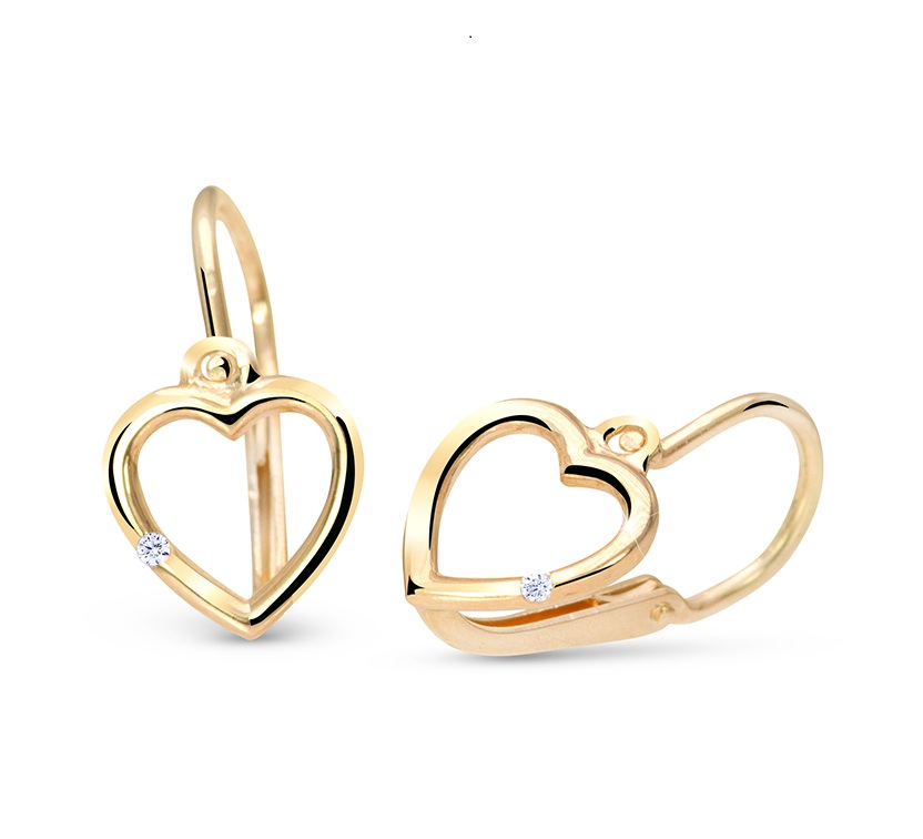 Cutie Jewellery Zlaté srdíčkové náušničky se zirkonem C2761-10-X-1 bílá - Náušnice Visací náušnice