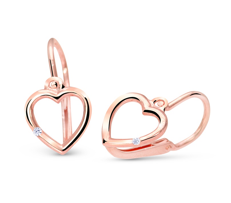 Cutie Jewellery Zlaté srdíčkové náušničky se zirkonem C2761-10-X-4 bílá - Náušnice Visací náušnice