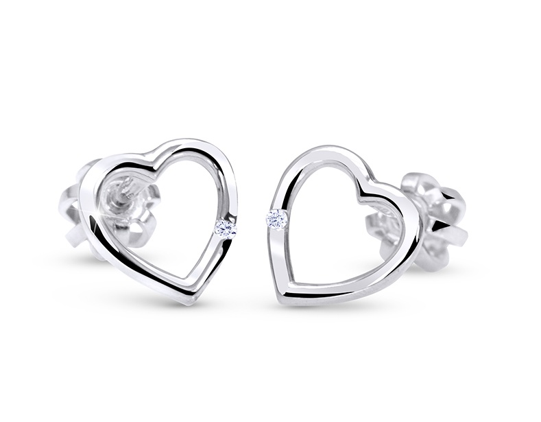 Cutie Jewellery Zlaté srdíčkové náušničky se zirkonem C2761-30-X-2 bílá - Náušnice Pecky