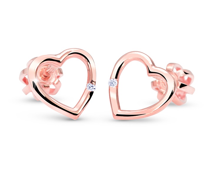 Cutie Jewellery Zlaté srdíčkové náušničky se zirkonem C2761-30-X-4 bílá - Náušnice Pecky