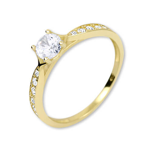Brilio Zlatý prsten s krystaly 229 001 00753 57 mm - Prsteny Zásnubní prsteny