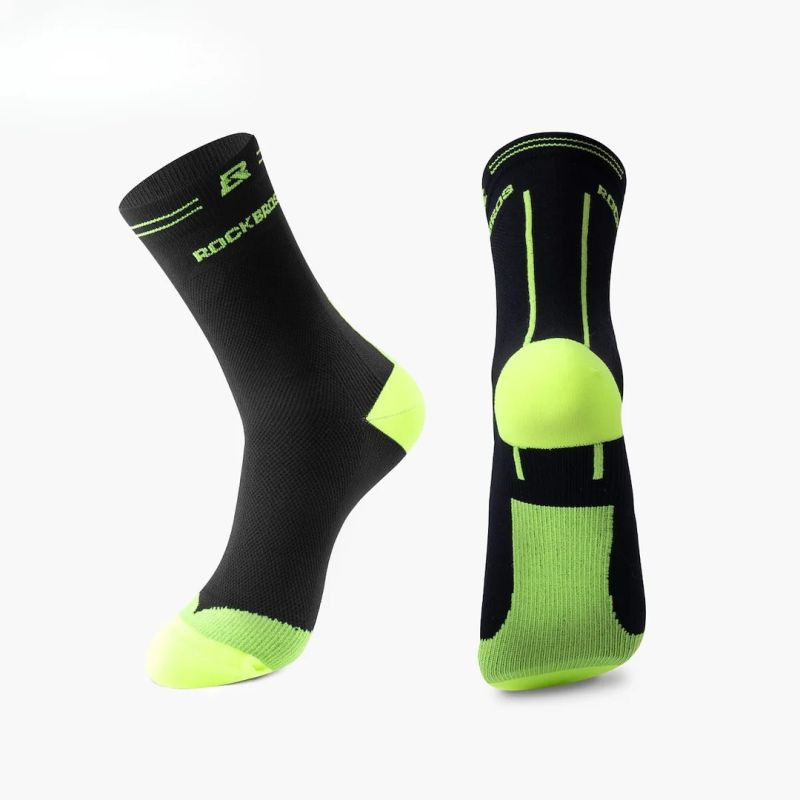 Sportovní ponožky Rockbros, černé s fluorescenčními prvky, velikost L