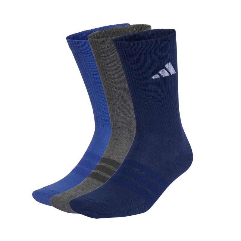 Ponožky adidas Cushioned Sportswear Crew 3P tmavě modré, šedé, modré KQ6762 - Doplňky Sportovní doplňky Ponožky
