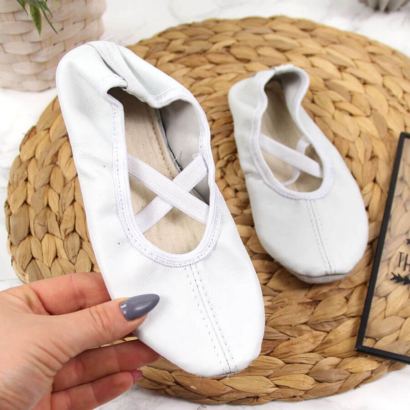 Dívčí bílé kožené baleríny - Nazo - Pro děti boty