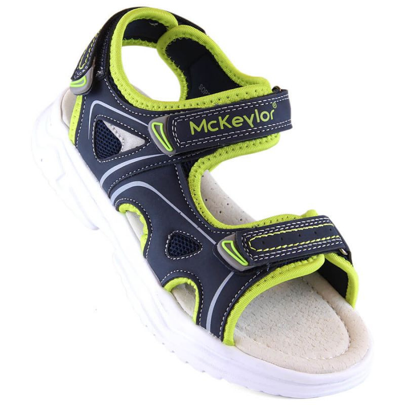 McKeylor Jr JAN229B sandály na suchý zip tmavě modré a zelené - Pro děti boty