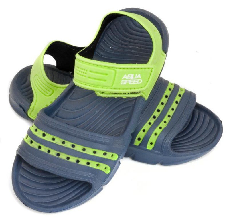 AQUA SPEED Bazénové pantofle Noli Black/Green - Pro děti boty