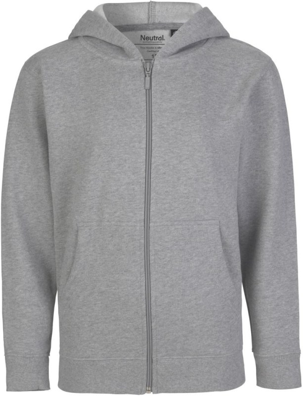 Neutral O 13301 Dětská mikina s kapucí z bio bavlny 77.1331 sport grey