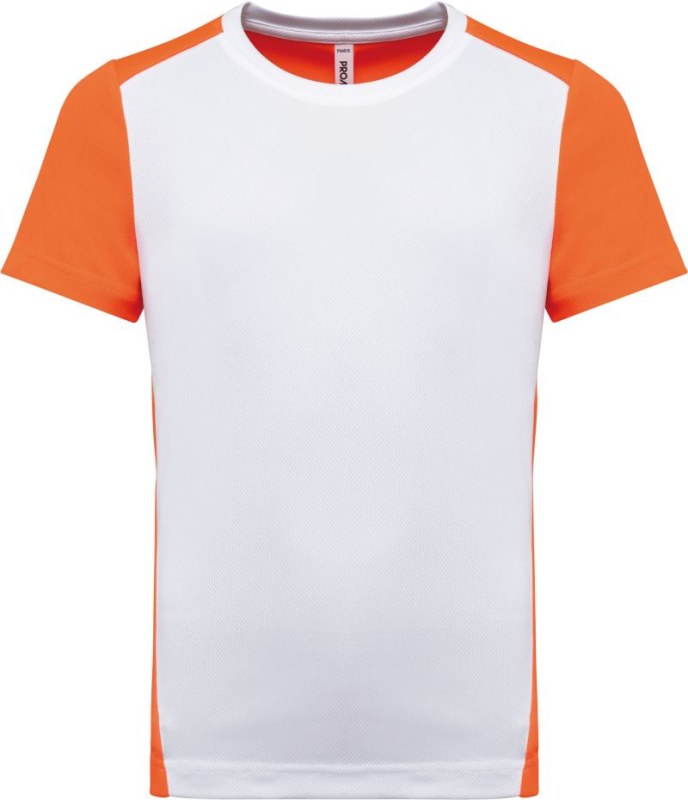 Kariban ProAct PA 4016 Dětské kontrastní sportovní tričko 20.4016 white/fluorescent orange - Pro děti pro děti trička