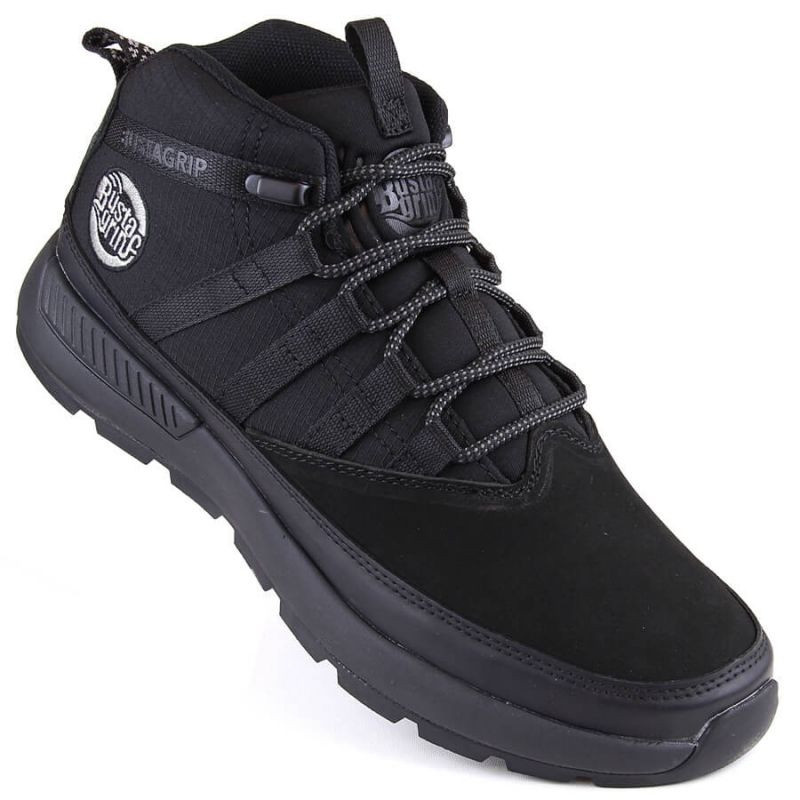 Černá kožená kotníková obuv Bustagrip M MRM9A - Pro muže boty