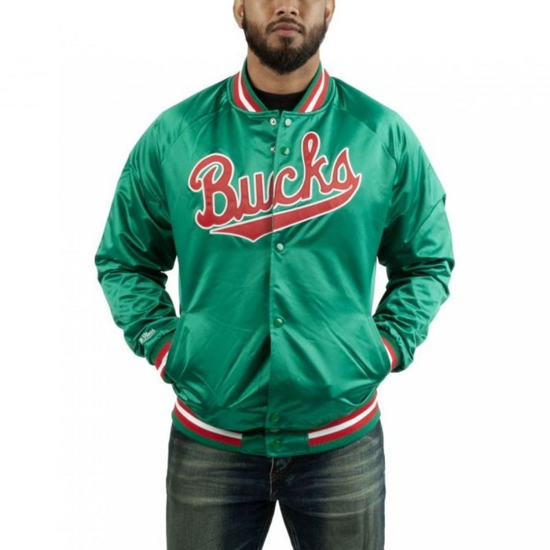 Mitchell & Ness NBA Milwaukee Bucks Pánská lehká bunda M STJKMG18013-MBUDKGN - Pro muže bundy a vesty