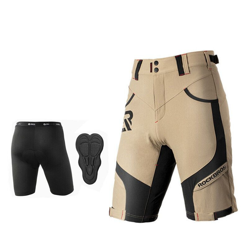 Rockbros pánské cyklistické kraťasy 2 v 1, béžové, velikost 3XL
