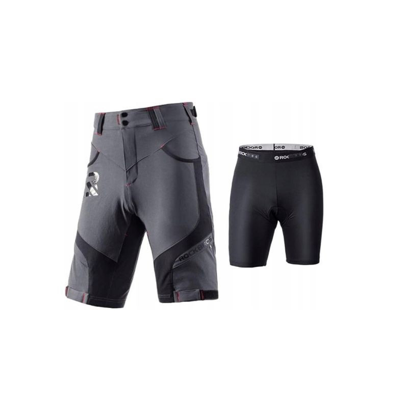Rockbros pánské cyklistické kraťasy 2 v 1, šedé, velikost 3XL