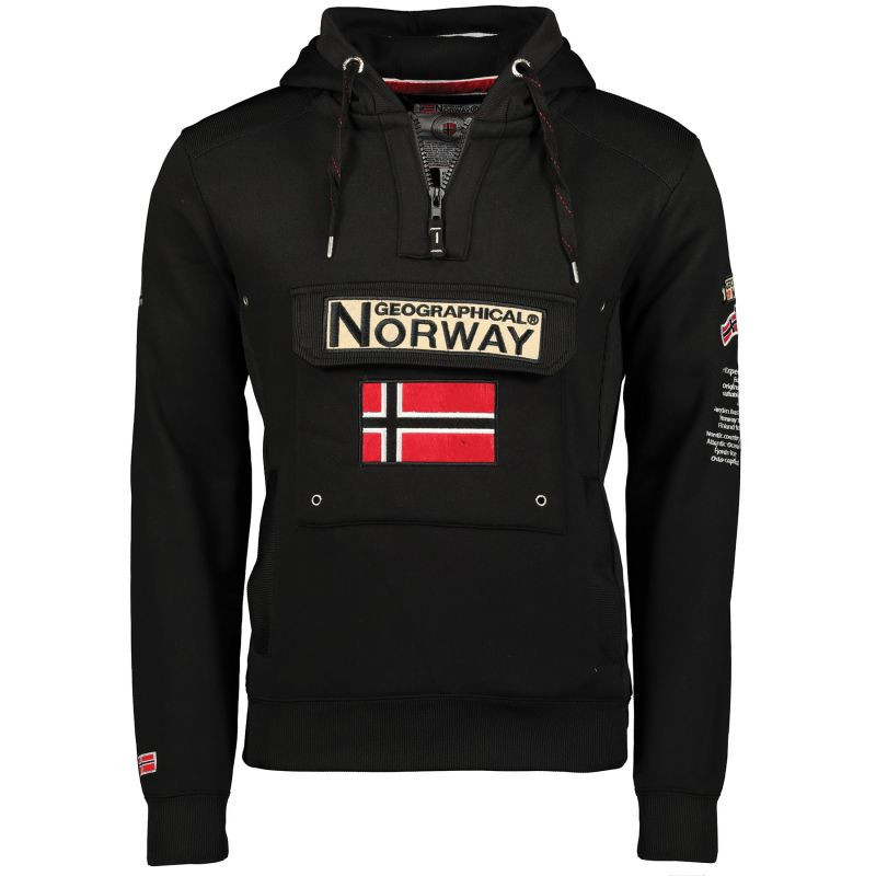 Pánská sportovní mikina Geographical Norway GYMCLASS BLACK DB MEN 100 s&nbsp;kapucí, černá (WU4185H-GN-BLACK) - Pro muže pro muže mikiny