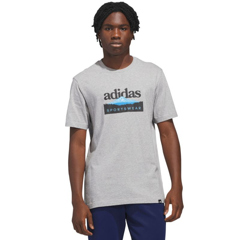 Pánské tričko adidas Sportsman Mountain Graphic T-shirt light grey KC9253 pánské - Pro muže pro muže trička, tílka, košile