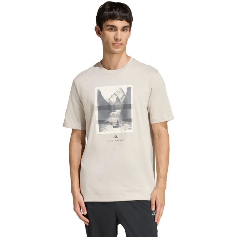 Pánské tričko adidas Outdoor Kayaking Graphic T-shirt beige KB2541 pánské - Pro muže pro muže trička, tílka, košile