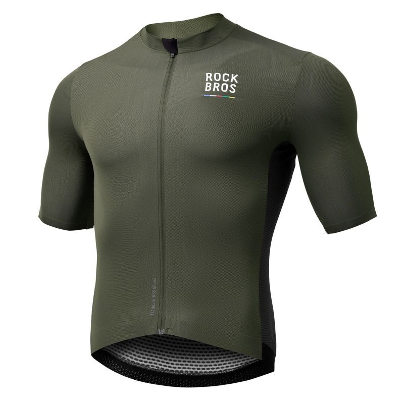Cyklistický dres Rockbros 15220004004 ROAD TO SKY, pánský, s&nbsp;krátkým rukávem, velikost L – zelený - Pro muže pro muže trička, tílka, košile