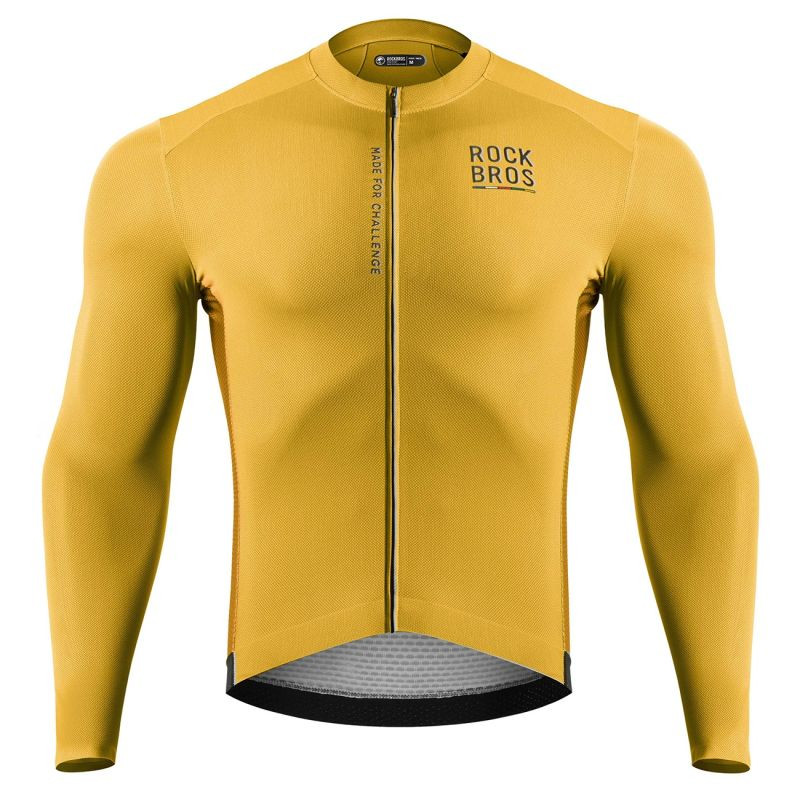Cyklistický dres Rockbros 15120015023 ROAD TO SKY pro muže, s dlouhým rukávem, velikost S – žlutý, pánský