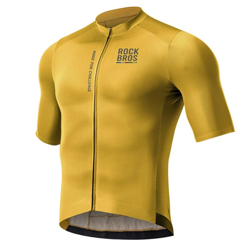 Cyklistický dres Rockbros 15120014025 ROAD TO SKY pro muže, s&nbsp;krátkým rukávem, velikost L – žlutý, pánský - Pro muže pro muže trička, tílka, košile