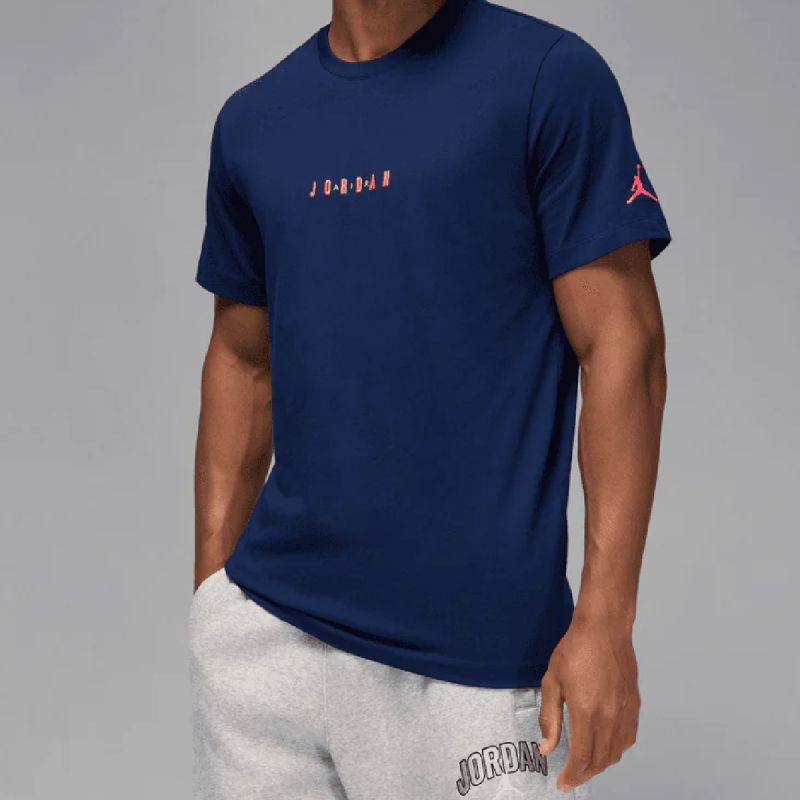 Pánské sportovní tričko Air Jordan Jumpman Embroidered Air Crew, tmavě modré – DM3182-492 - Pro muže pro muže trička, tílka, košile