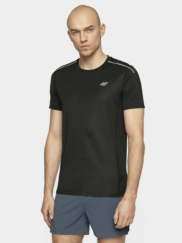 Pánské běžecké tričko D4L20-TSMF103-20S Černá s potiskem - 4F - Pro muže trička, tílka, košile