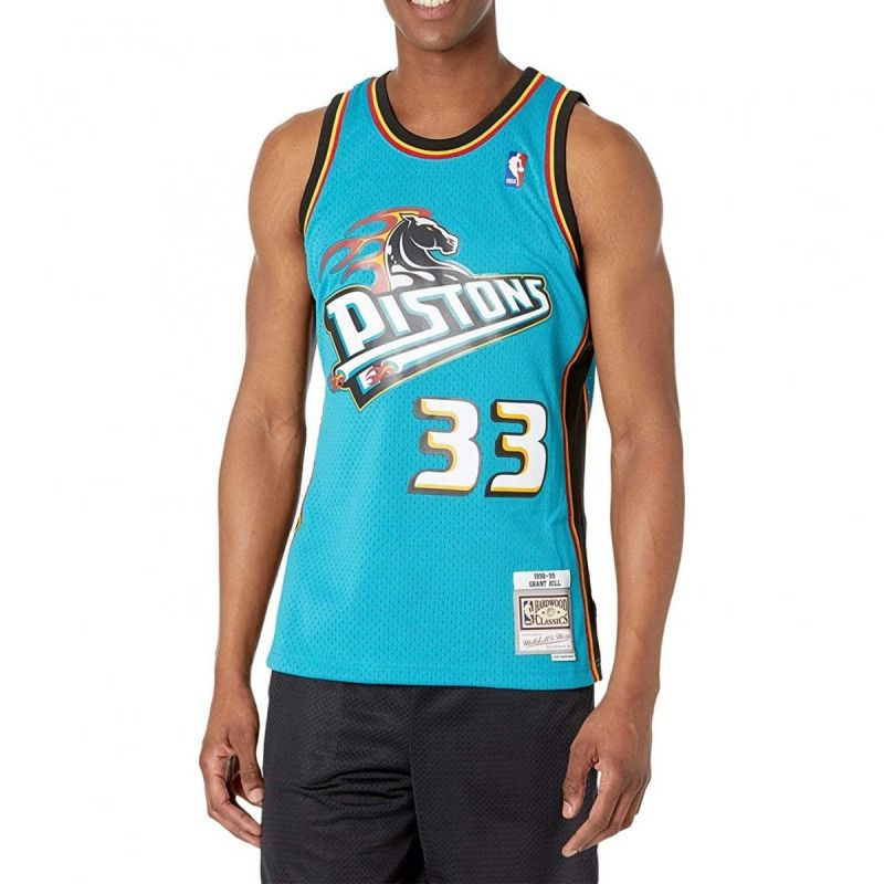 Mitchell & Ness Detroit Pistons NBA Swingman Road Jersey Pistons 98 Grant Hill M SMJYGS18164-DPITEAL98GHI Pánské oblečení - Pro muže trička, tílka, košile
